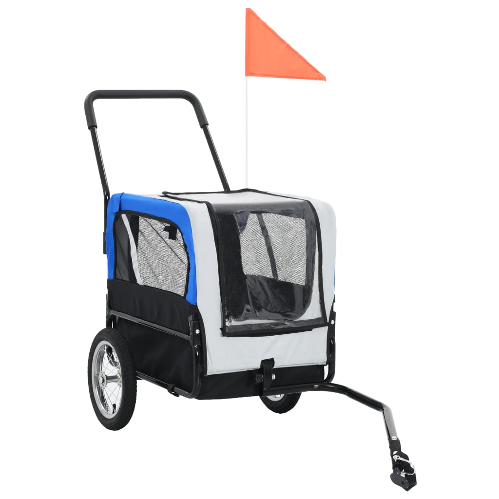 Pet Trailer and Stroller 2in1 Gray and Blue