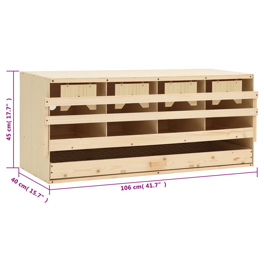 Casetta Cova per Galline 4 Scomparti 106x40x45 cm Legno di Pino