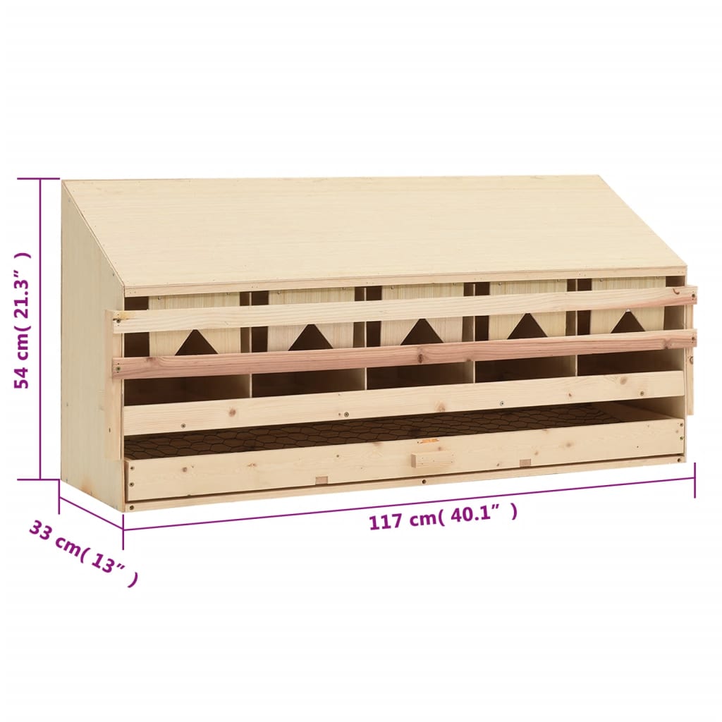 Casetta Cova per Galline 5 Scomparti 117x33x54 cm Legno di Pino