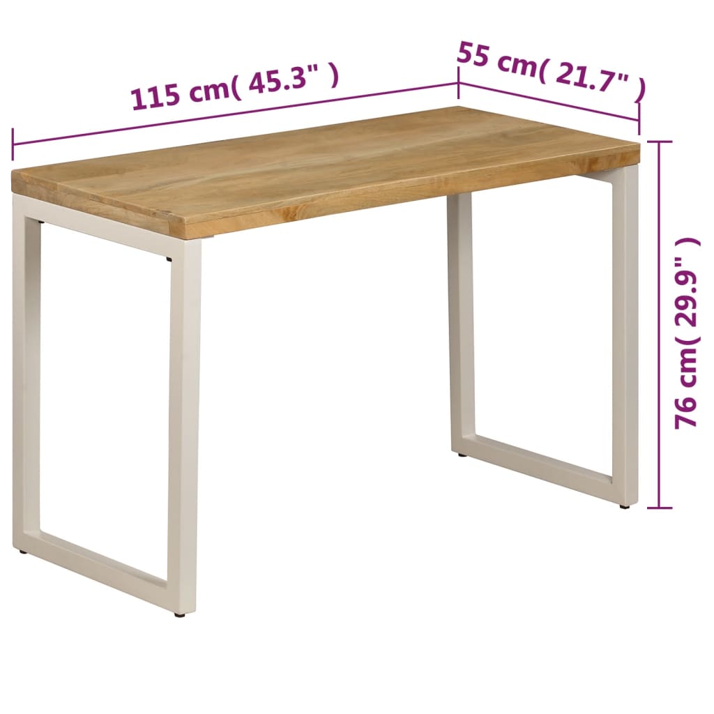 Tavolo da Pranzo 115x55x76 cm Legno Massello di Mango e Acciaio