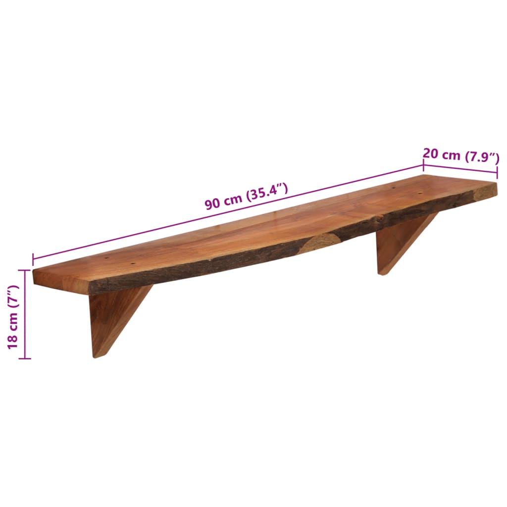 Mensole 2 pz 90x20x18 cm in Legno Massello di Acacia