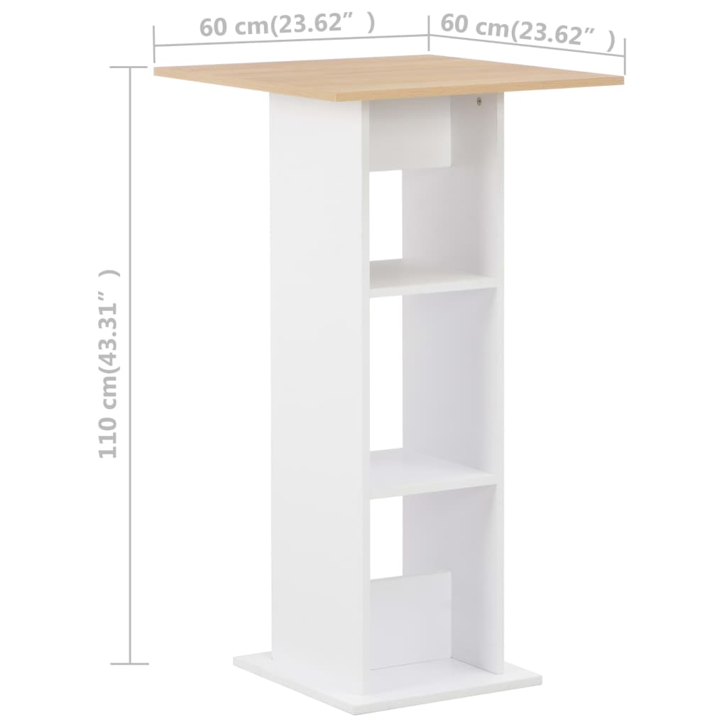 Tavolo da Bar Bianco e Rovere Sonoma 60x60x110 cm