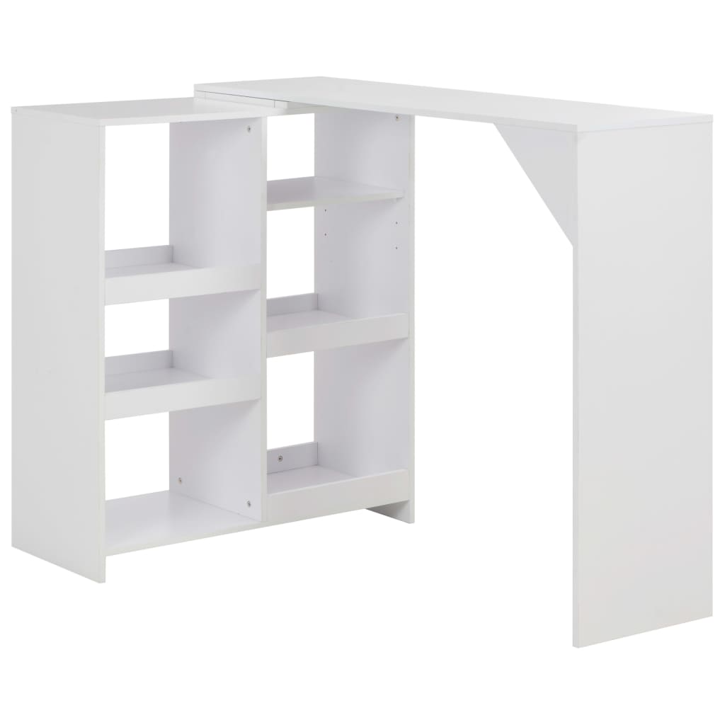 Tavolo da Bar con Scaffale Mobile Bianco 138x39x110 cm