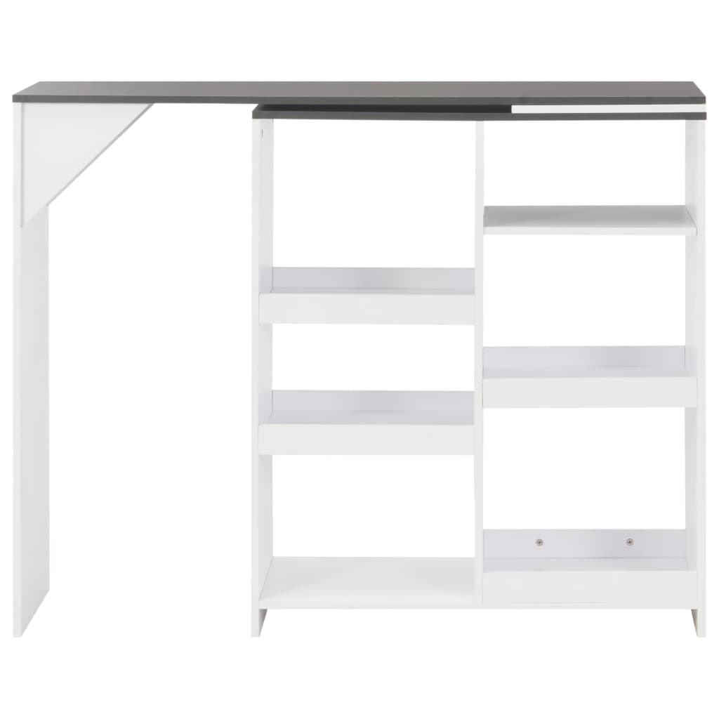 Tavolo da Bar con Scaffale Mobile Bianco 138x39x110 cm