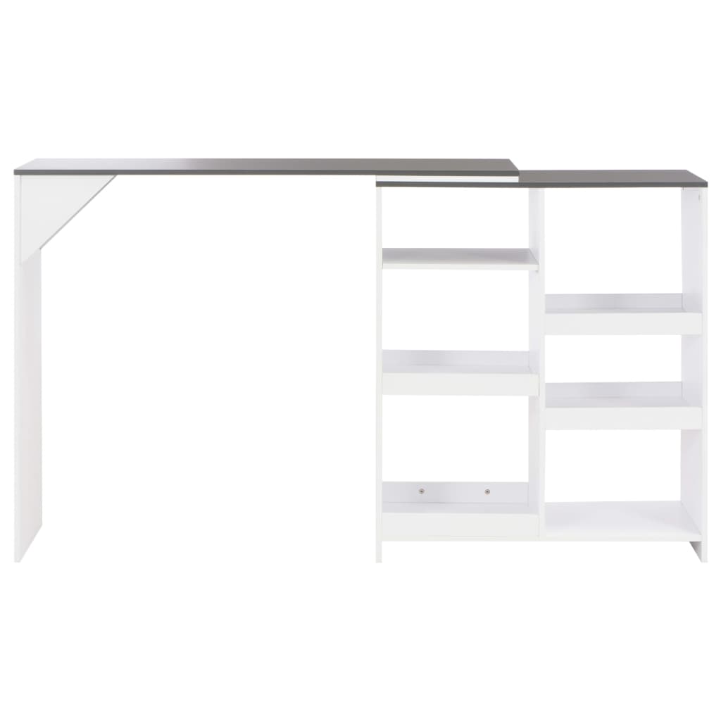 Tavolo da Bar con Scaffale Mobile Bianco 138x39x110 cm