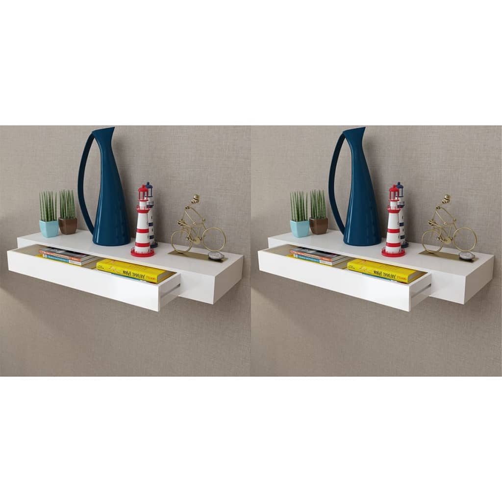 Mensole con Cassetti 2 pz Bianco 80 cm