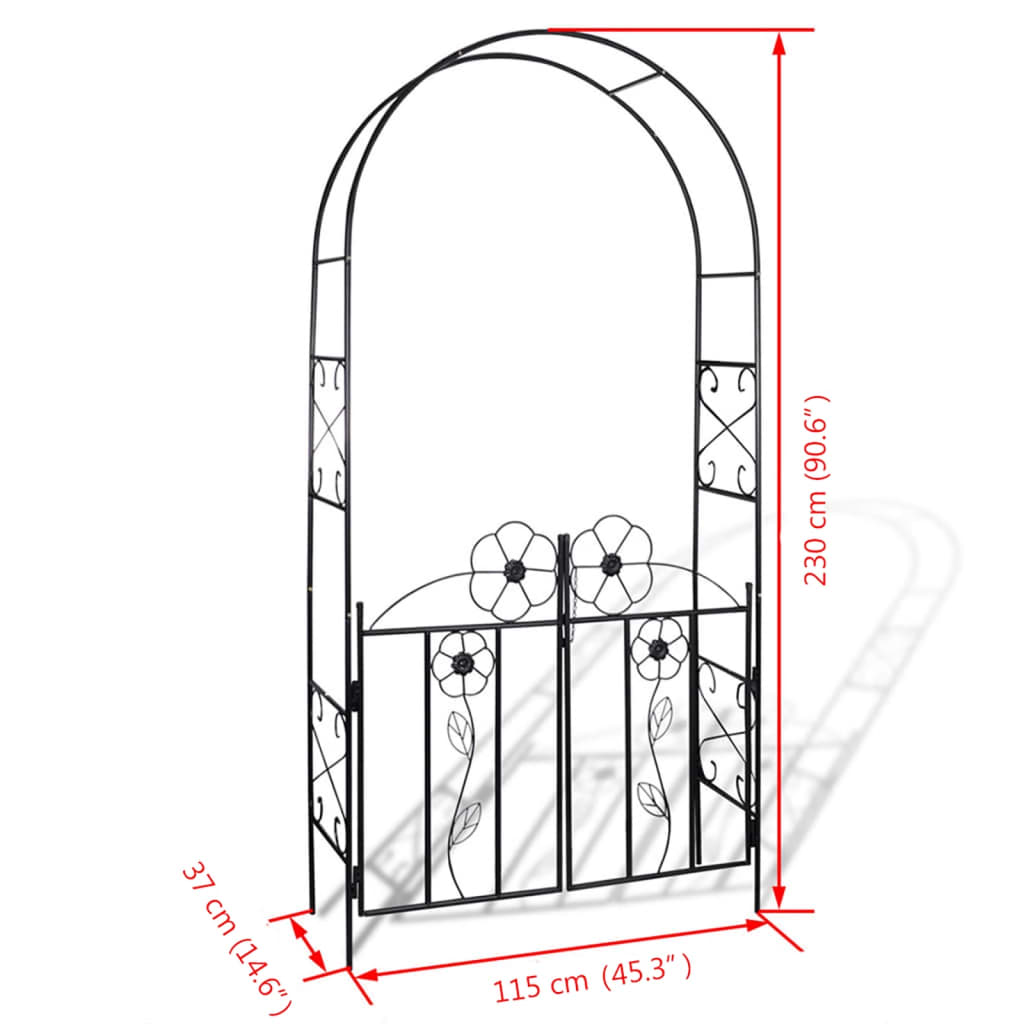 Arco con porta da giardino per piante rampicanti