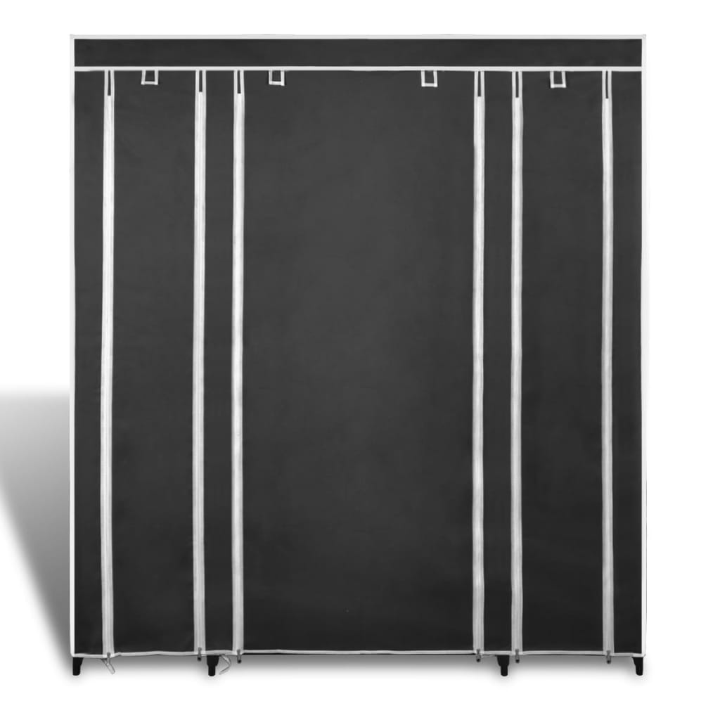 Armadio in Tessuto con Scomparti e Aste 45x150x176 cm Nero