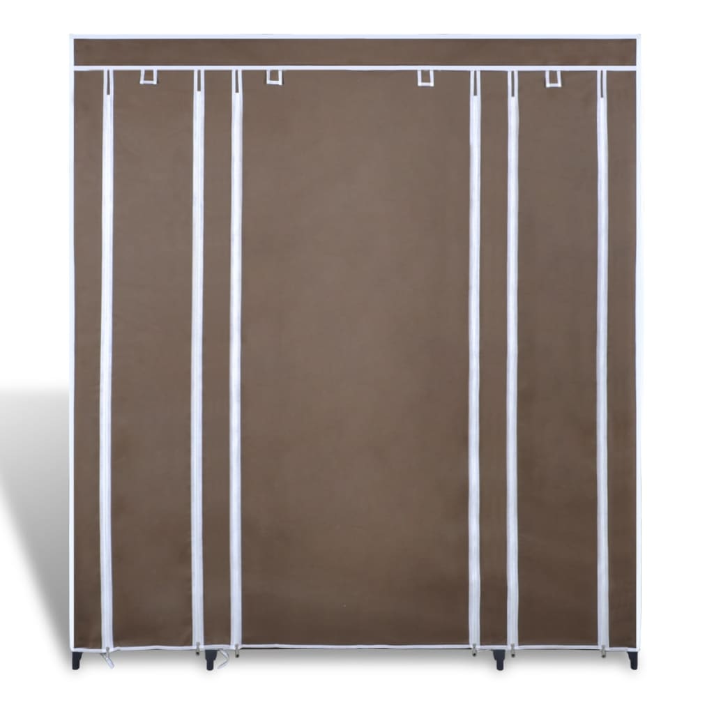 Armadio in Tessuto con Scomparti e Aste 45x150x176 cm Marrone