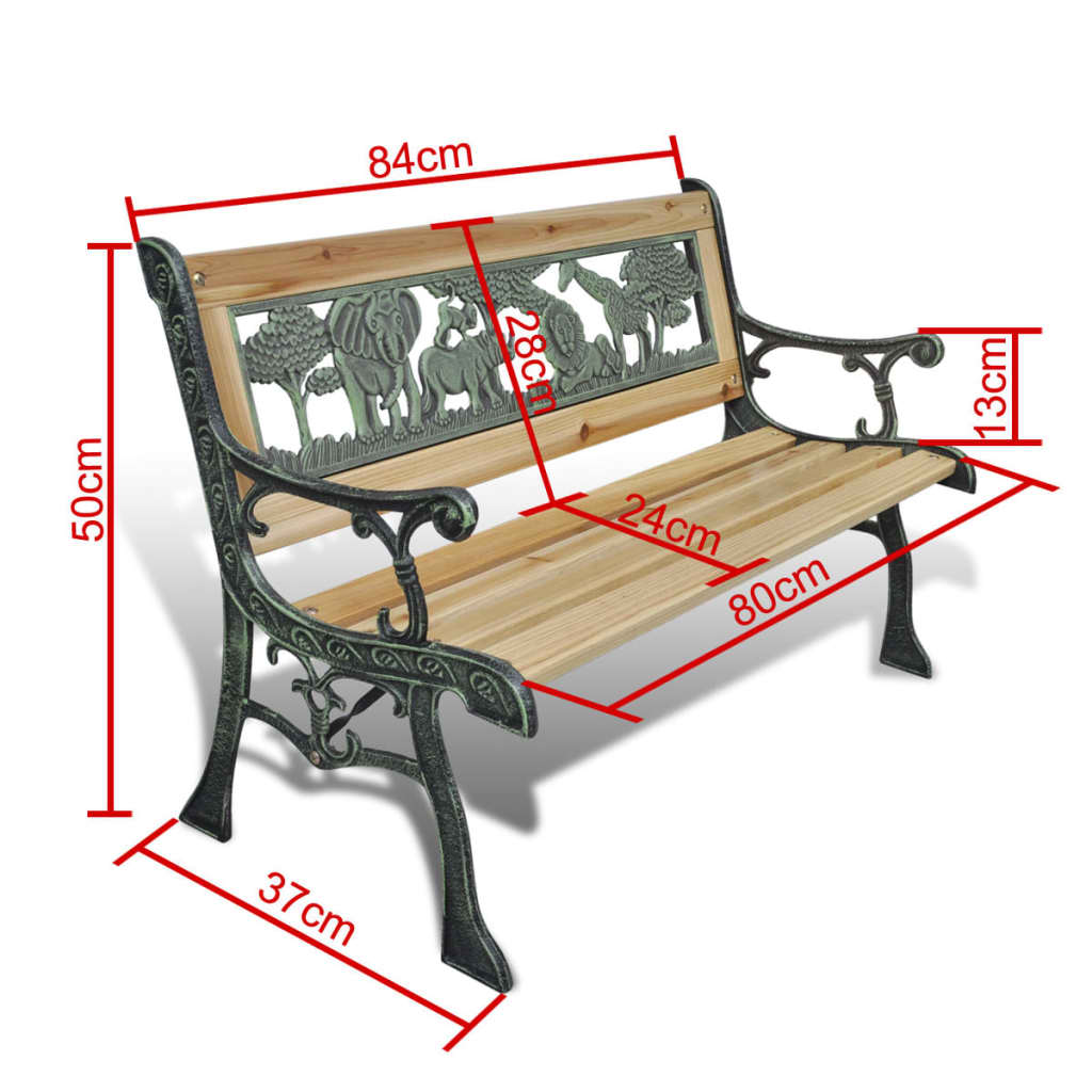 Panchina da Giardino per Bambini 84 cm in Legno