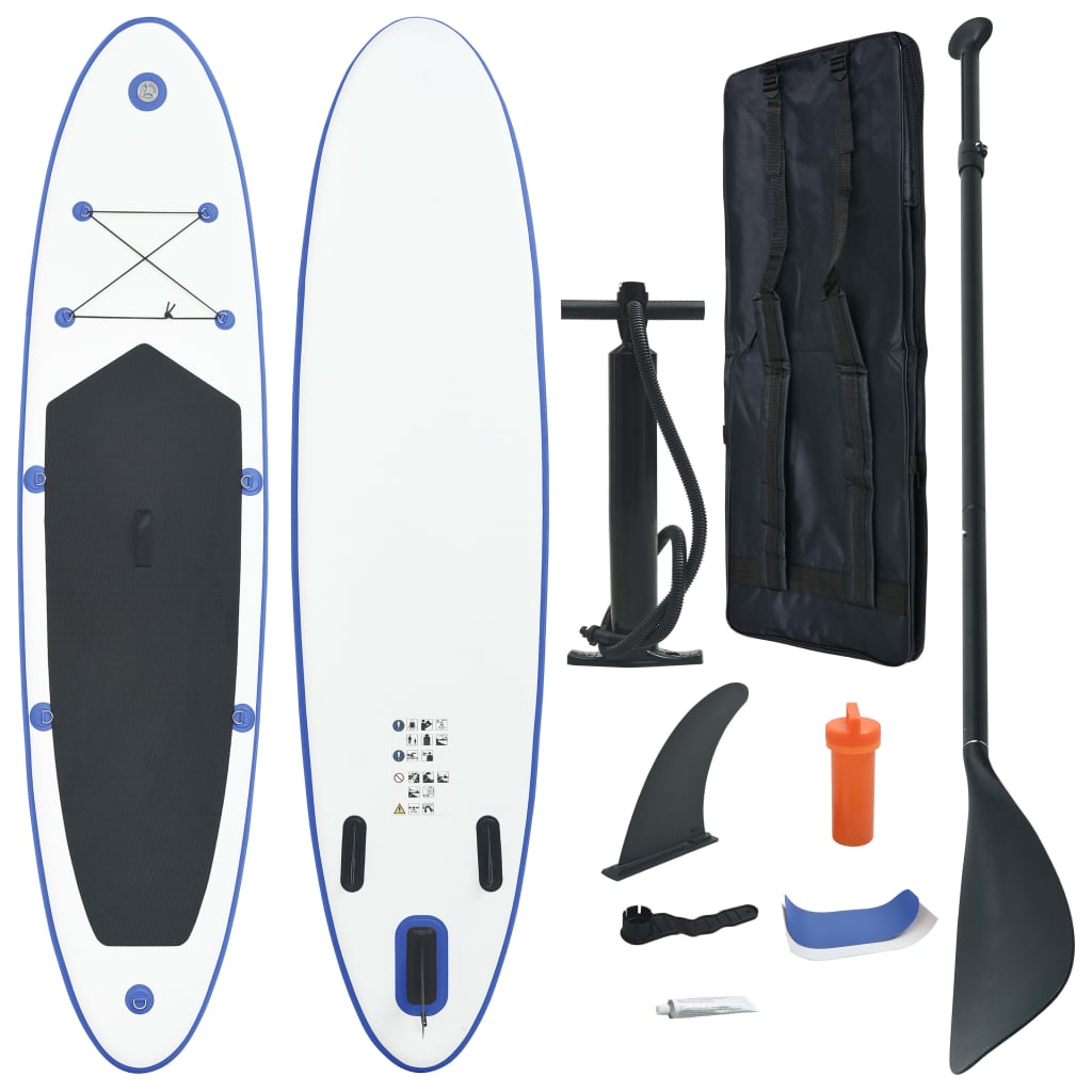 Set Tavola da SUP e Surf Gonfiabile Blu e Bianco