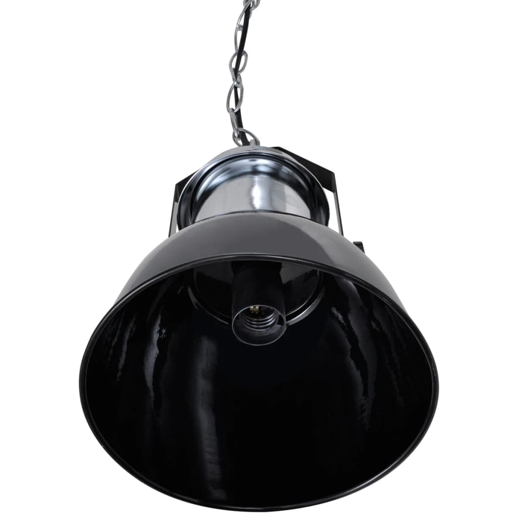 Lampada da Soffitto in Metallo Nero Altezza Regolabile Moderna