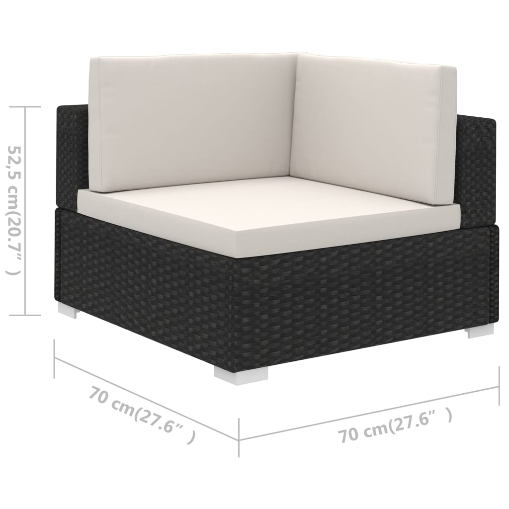 Set Divani da Giardino 6 pz con Cuscini in Polyrattan Nero