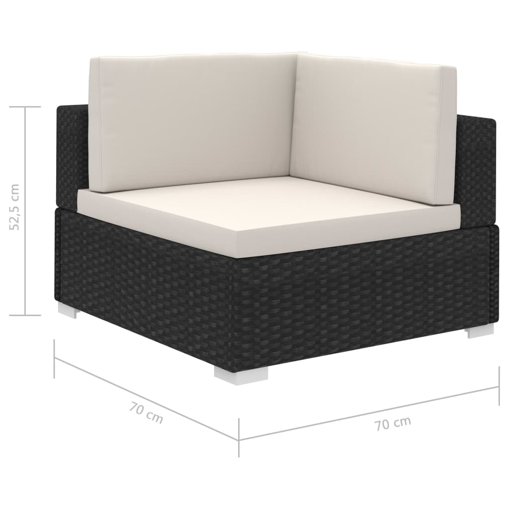 Set Divani da Giardino 8 pz con Cuscini in Polyrattan Nero