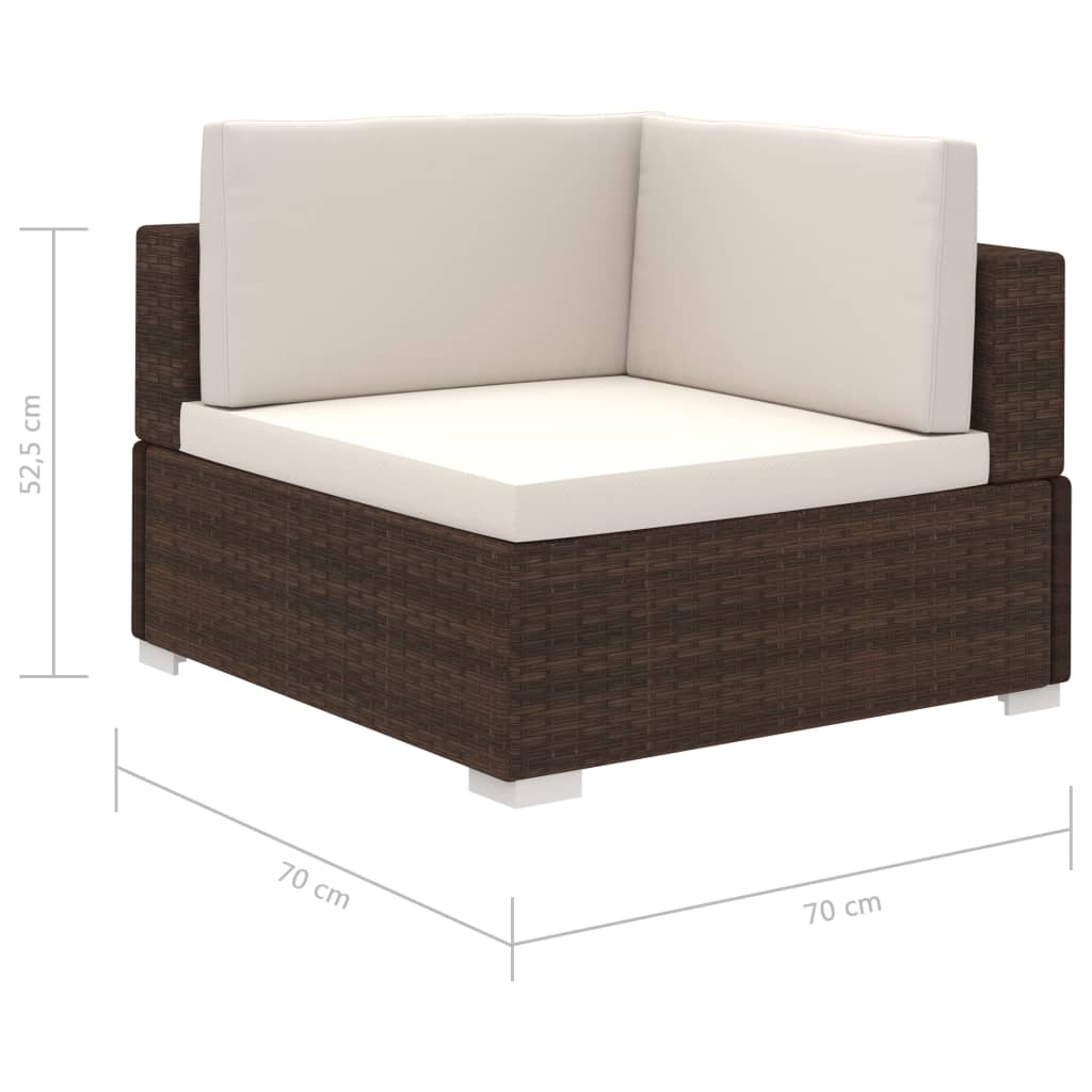 Set Divani da Giardino 8 pz con Cuscini in Polyrattan Marrone