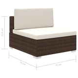 Set Divani da Giardino 8 pz con Cuscini in Polyrattan Marrone