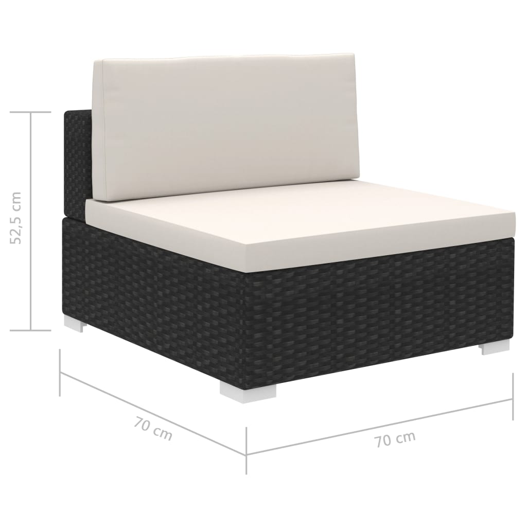 Set Divani da Giardino 8 pz con Cuscini in Polyrattan Nero