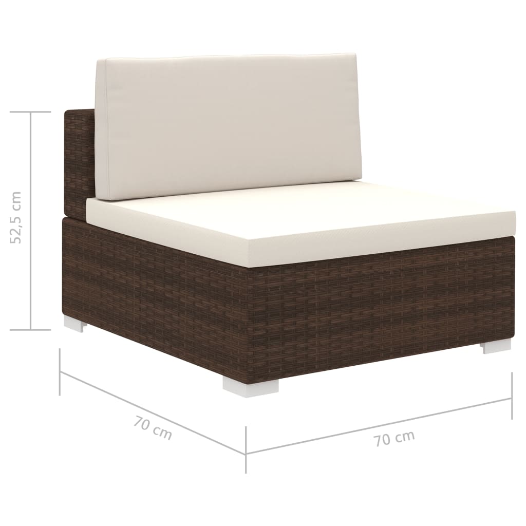 Set Divani da Giardino 12 pz con Cuscini in Polyrattan Marrone