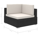 Set Divani da Giardino 12 pz con Cuscini in Polyrattan Nero