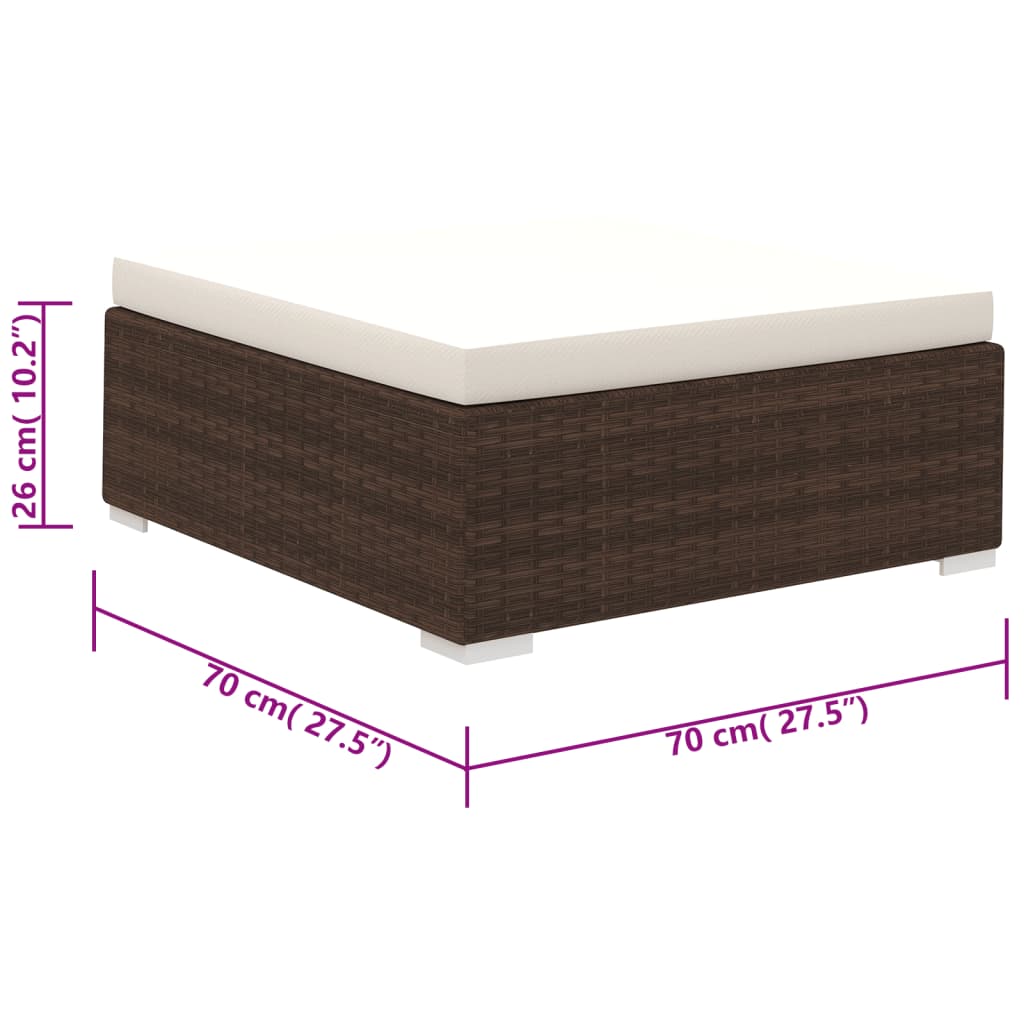 Set Divani da Giardino 6 pz con Cuscini in Polyrattan Marrone