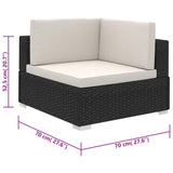 Set Divani da Giardino 6 pz con Cuscini in Polyrattan Nero