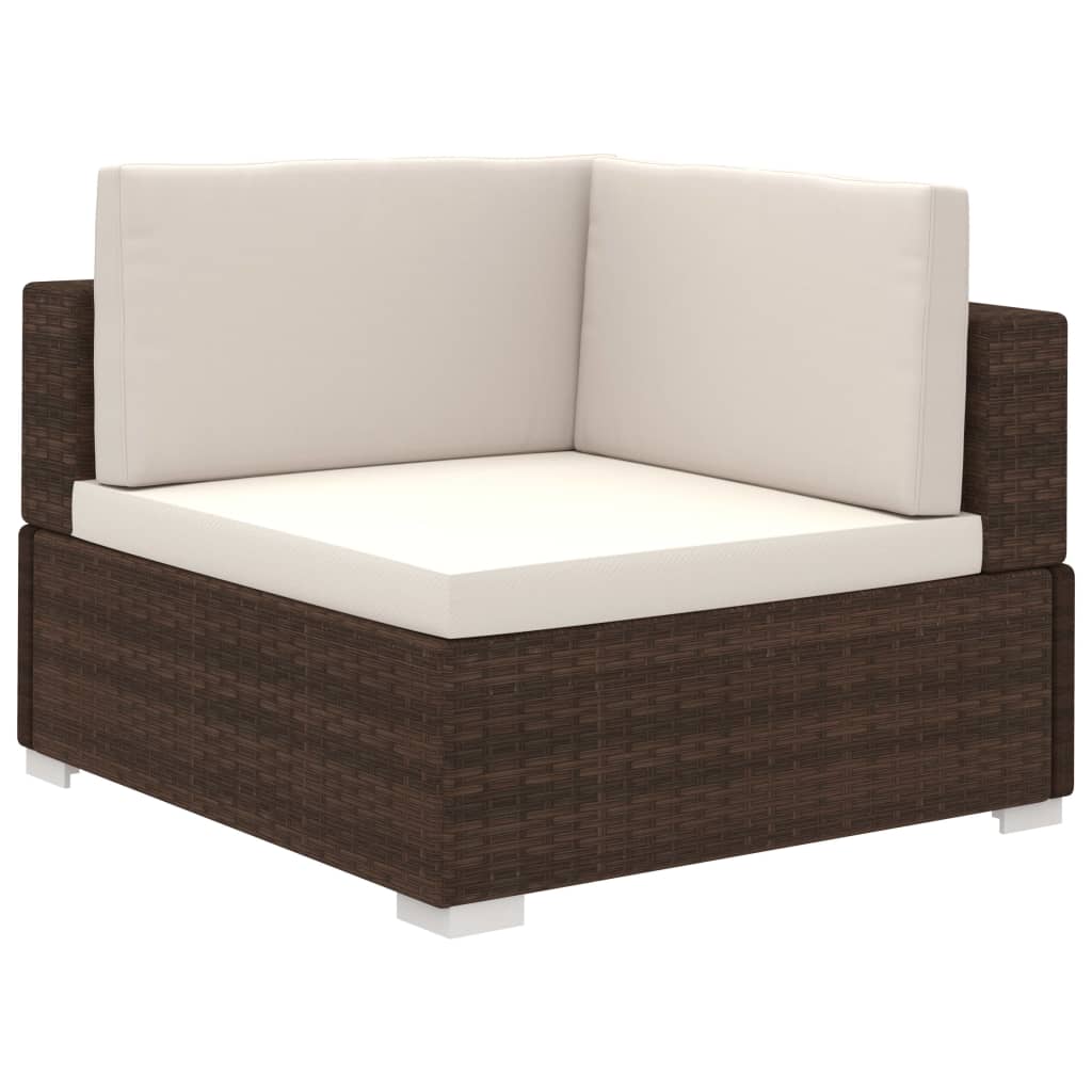 Set Divani da Giardino 8 pz con Cuscini in Polyrattan Marrone