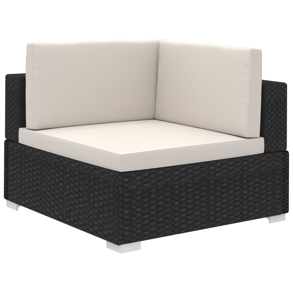 Set Divani da Giardino 8 pz con Cuscini in Polyrattan Nero