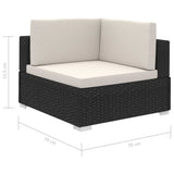 Set Divani da Giardino 8 pz con Cuscini in Polyrattan Nero