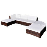 Set Divani da Giardino 6 pz con Cuscini in Polyrattan Marrone