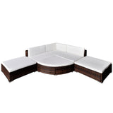 Set Divani da Giardino 6 pz con Cuscini in Polyrattan Marrone