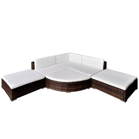 Set Divani da Giardino 6 pz con Cuscini in Polyrattan Marrone