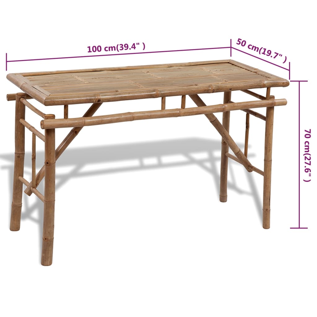 Tavolo da Birreria con 2 Panchine 100 cm in Bambù