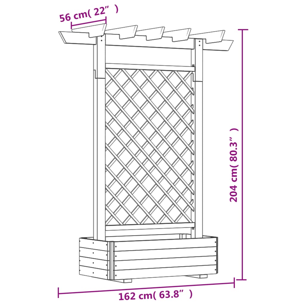 Fioriera con Pergolato da Giardino 162x56x204 cm in Legno