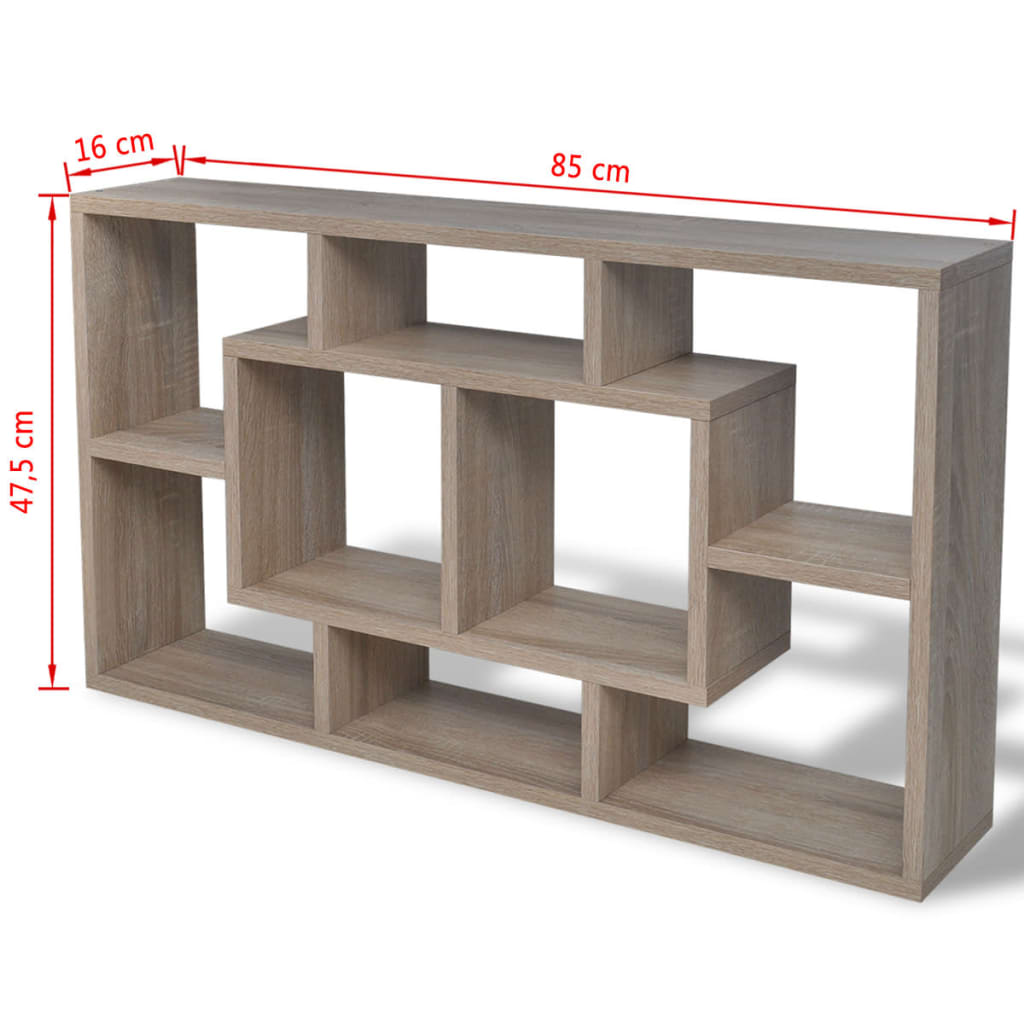 Espositore da Parete Pensile 8 Scomparti Color Rovere