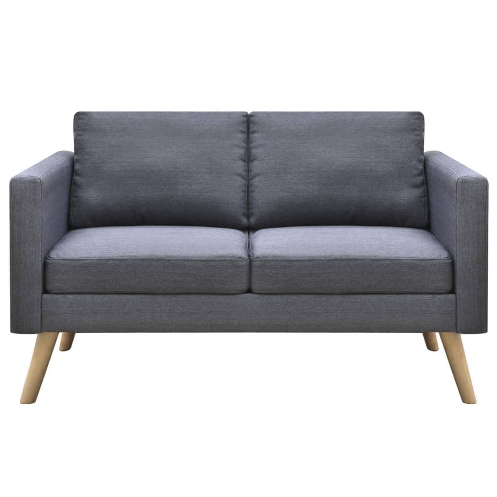 Set Divani a 2 e a 3 Posti in Tessuto Grigio Scuro