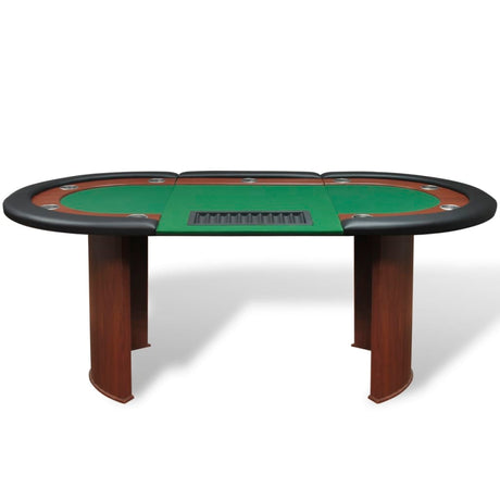 Tavolo Poker 10 Giocatori Postazione Dealer Vassoio Chip Verde