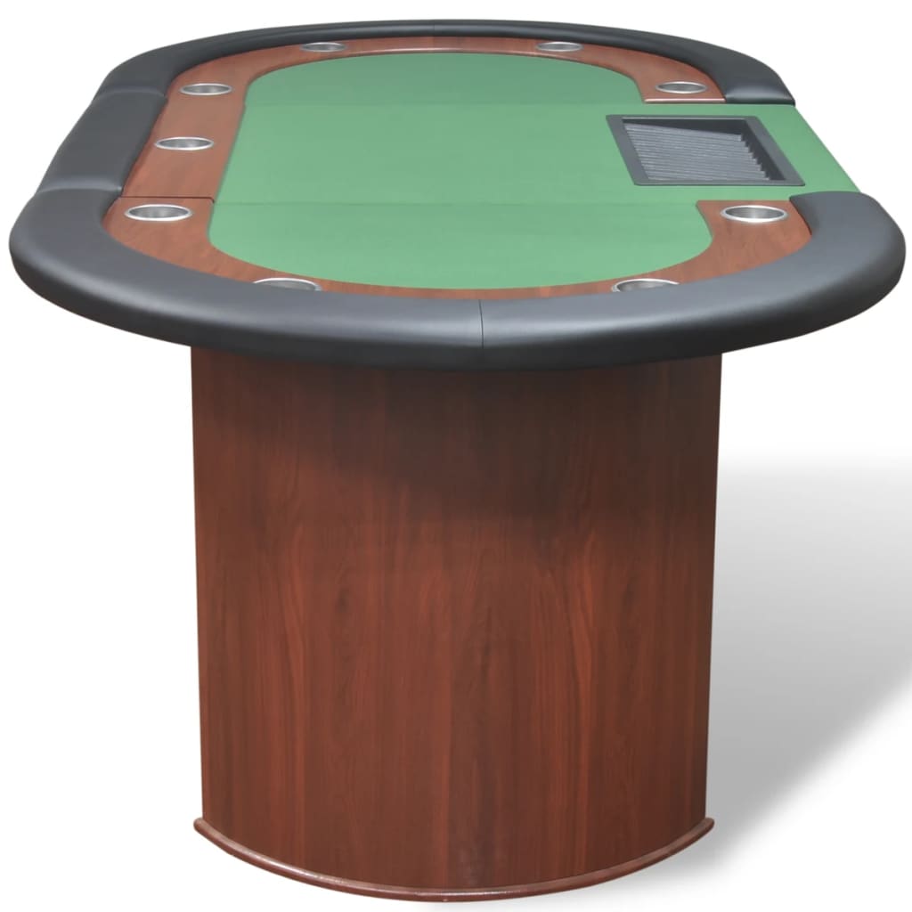 Tavolo Poker 10 Giocatori Postazione Dealer Vassoio Chip Verde