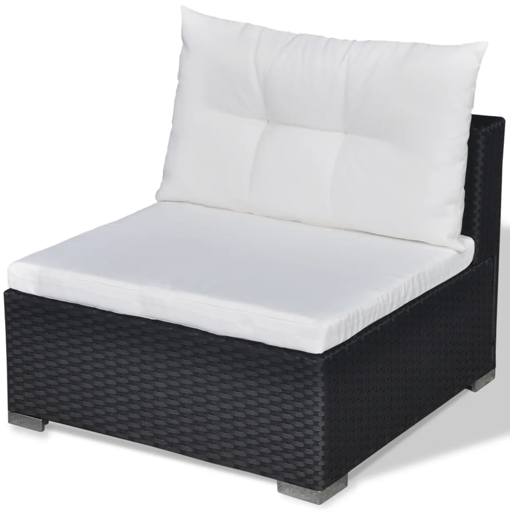 Set Divani da Giardino 6 pz con Cuscini in Polyrattan Nero