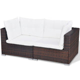 Set Divani da Giardino 10 pz con Cuscini in Polyrattan Marrone