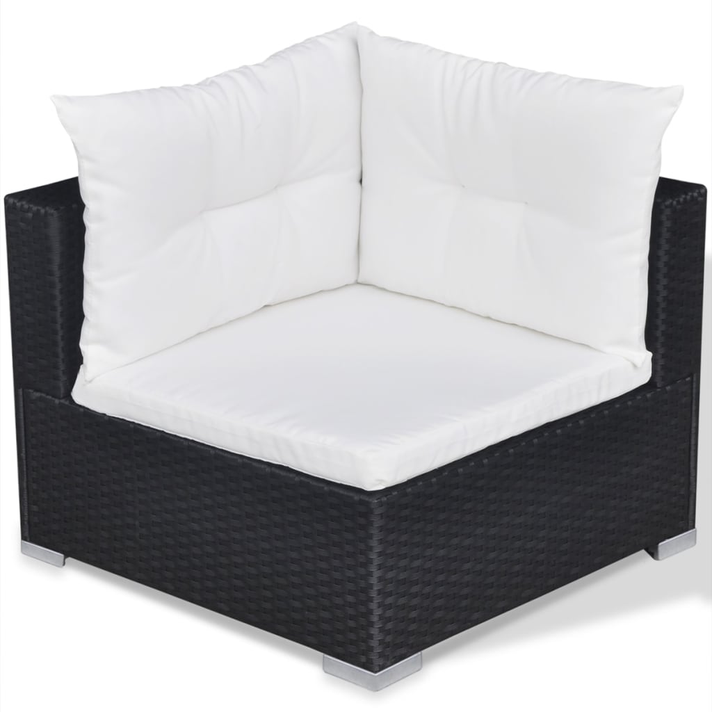 Set Divani da Giardino 10 pz con Cuscini in Polyrattan Nero