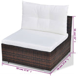 Set Divani da Giardino 10 pz con Cuscini in Polyrattan Marrone