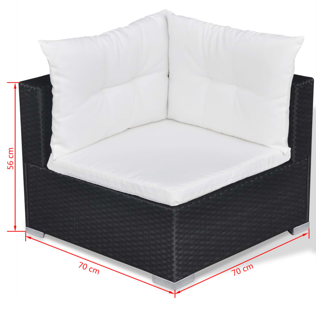 Set Divani da Giardino 10 pz con Cuscini in Polyrattan Nero