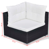 Set Divani da Giardino 10 pz con Cuscini in Polyrattan Nero