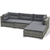 Set Divani da Giardino 6 pz con Cuscini in Polyrattan Grigio