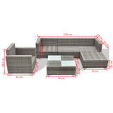 Set Divani da Giardino 6 pz con Cuscini in Polyrattan Grigio