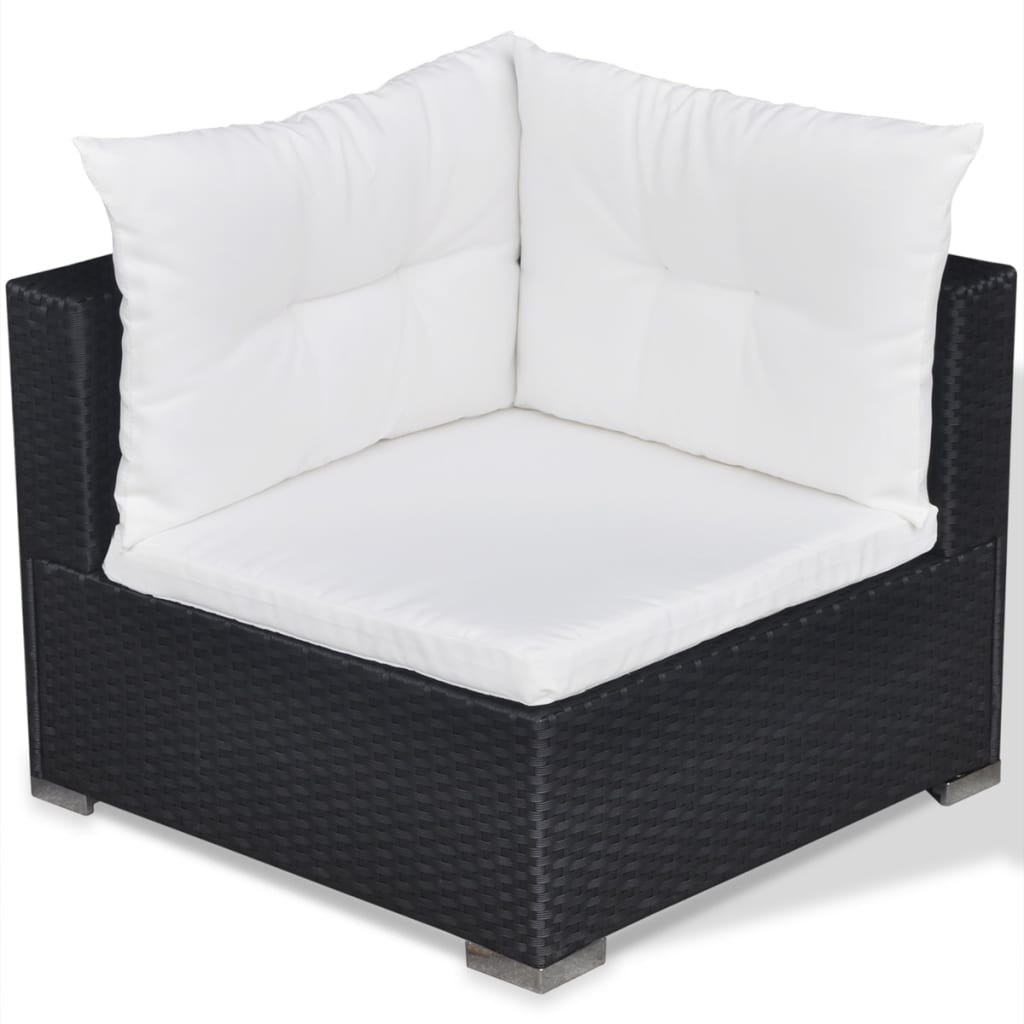 Set Divani da Giardino 5 pz con Cuscini in Polyrattan Nero