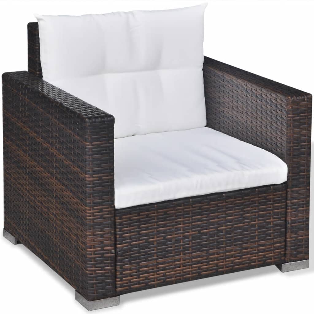 Set Divani da Giardino 6 pz con Cuscini in Polyrattan Marrone