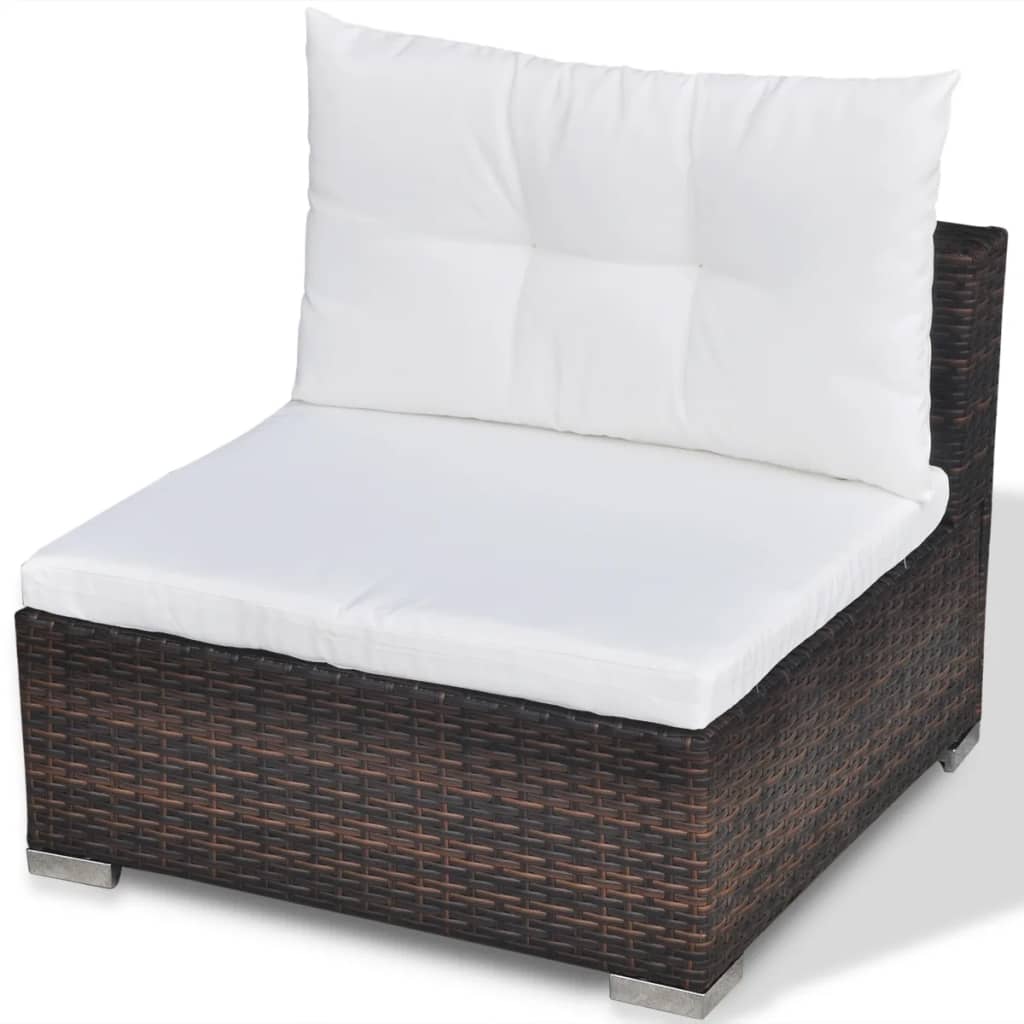 Set Divani da Giardino 6 pz con Cuscini in Polyrattan Marrone