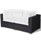 Set Divani da Giardino 6 pz con Cuscini in Polyrattan Nero