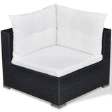 Set Divani da Giardino 6 pz con Cuscini in Polyrattan Nero